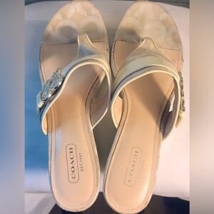 Coach Retro Y2K Platform Wedge Sandals Off White & Beige Size 7